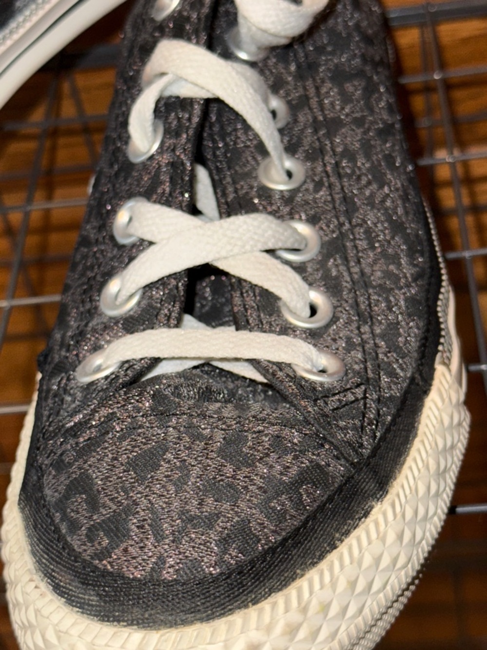 Converse All-Star Chucks Sparkle Leopard-Print Low-Top Sneakers (W8/M6) - Picture 13 of 15